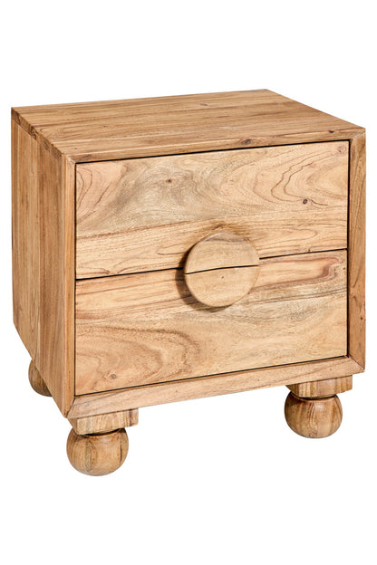 Rockler - Comodino in Legno di Acacia 2 Cassetti