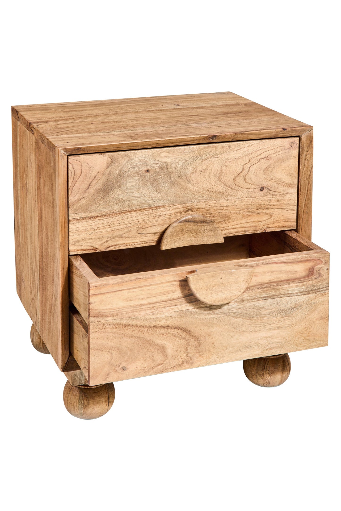 Rockler - Comodino in Legno di Acacia 2 Cassetti