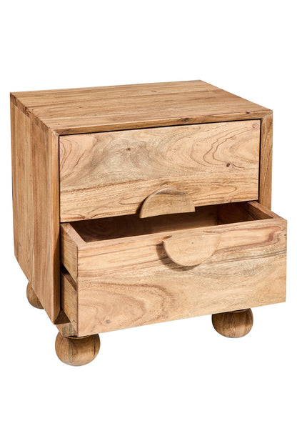Rockler - Comodino in Legno di Acacia 2 Cassetti