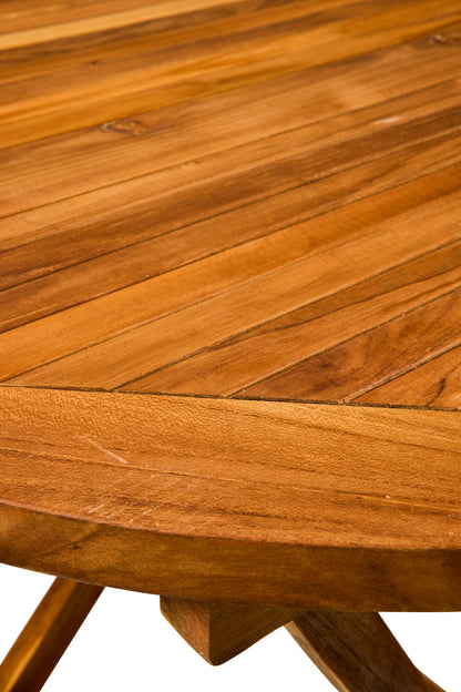 Cabrera - Tavolo Rotondo Pieghevole in Teak Marrone