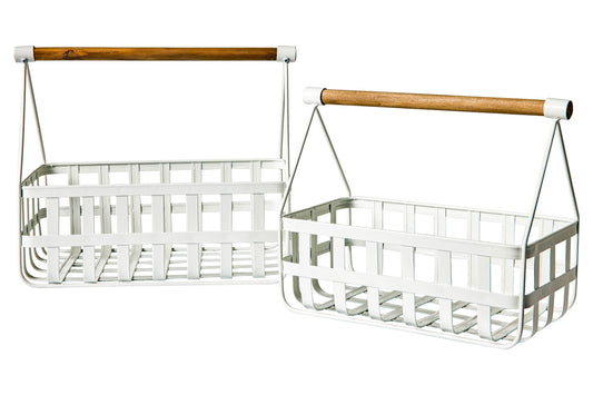 Friendly - Set 2 Ceste in Ferro Bianco con Manico