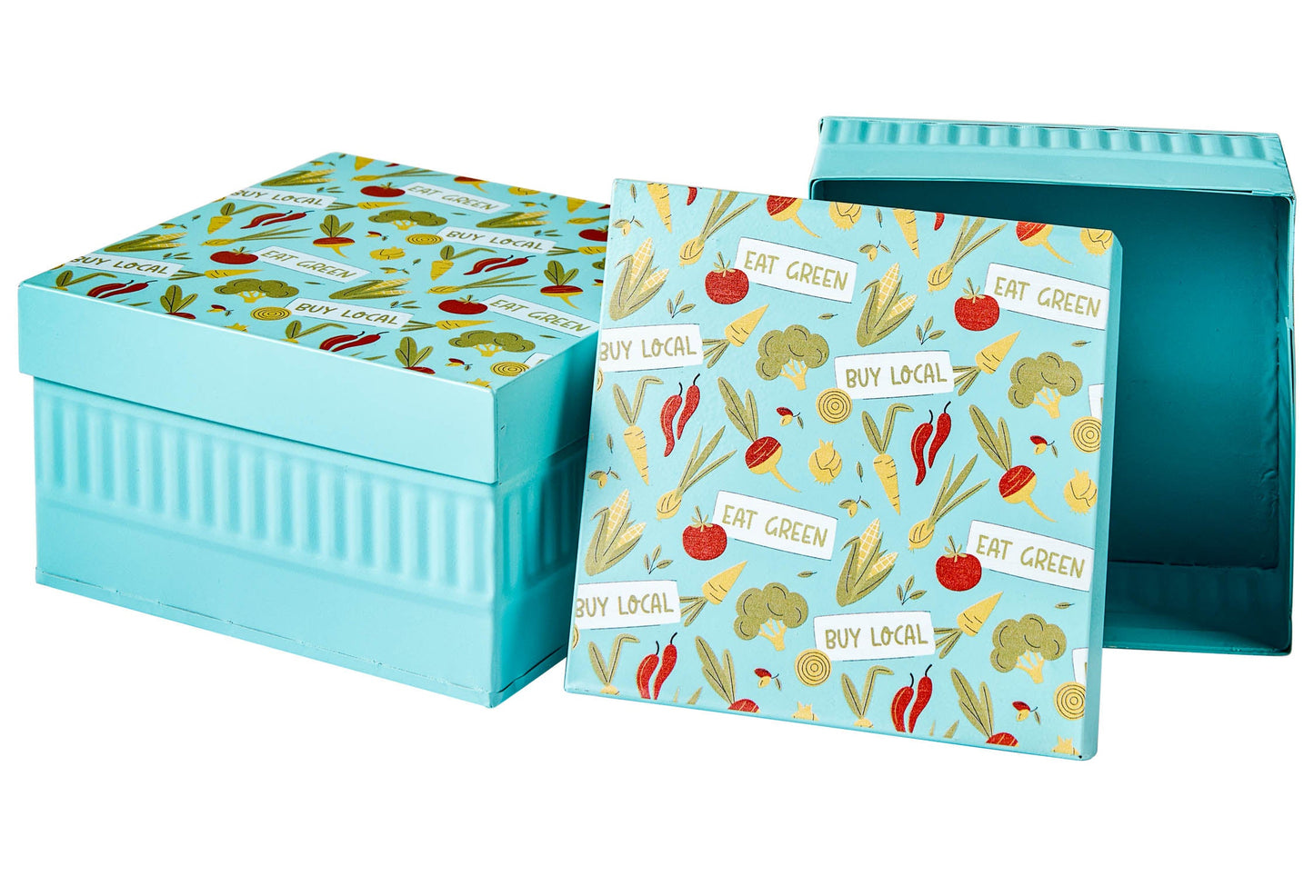 Friendly - Scatole 1/2 Quadrate Eat Green di Local Turquese