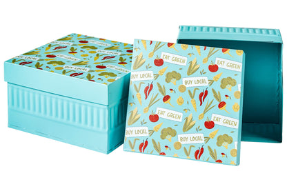 Friendly - Scatole 1/2 Quadrate Eat Green di Local Turquese