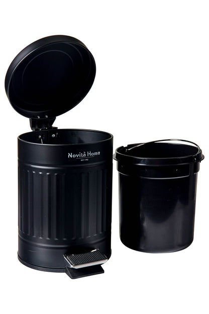 Daily Trash - Pattumiera Nera Opaca 5 L Rotonda In Metallo Soft Close