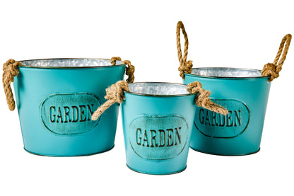 Garden - Set 3 Cache-Pot in Zinco e Corda