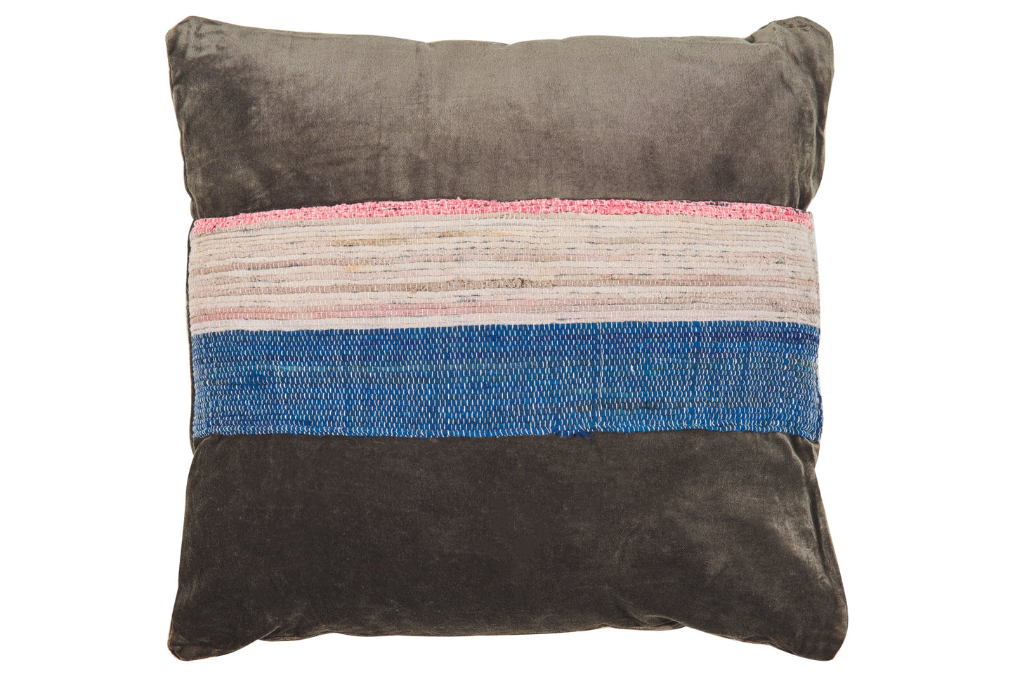 Jamai - Cuscino Grigio Con Decoro Cotone