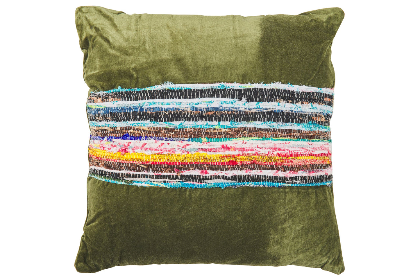 Jamai - Cuscino Verde Con Decori Cotone