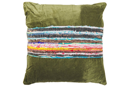 Jamai - Cuscino Verde Con Decori Cotone