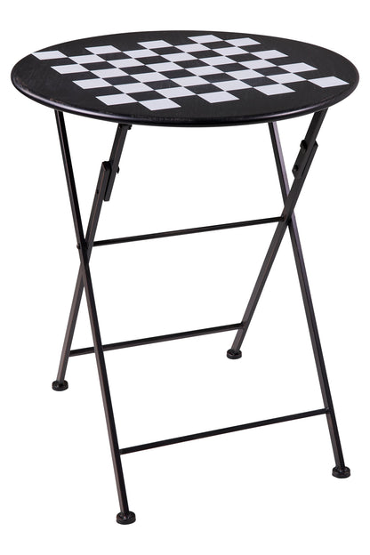 Gioco - Set 1/3 Tavolino Nero Con Due Sedie Disegno Scacchiera