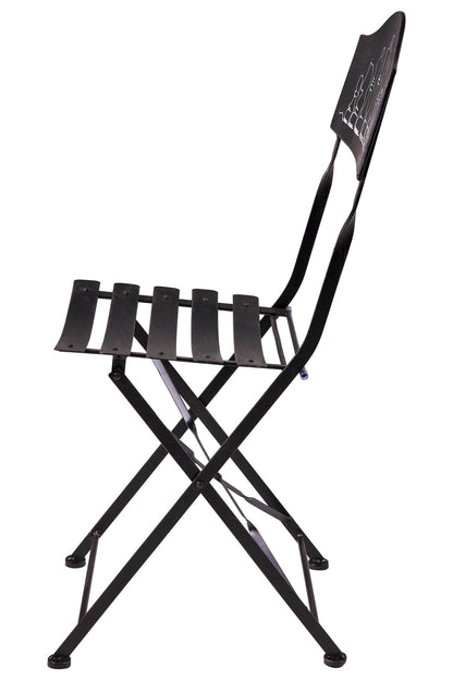 Gioco - Set 1/3 Tavolino Nero Con Due Sedie Disegno Scacchiera