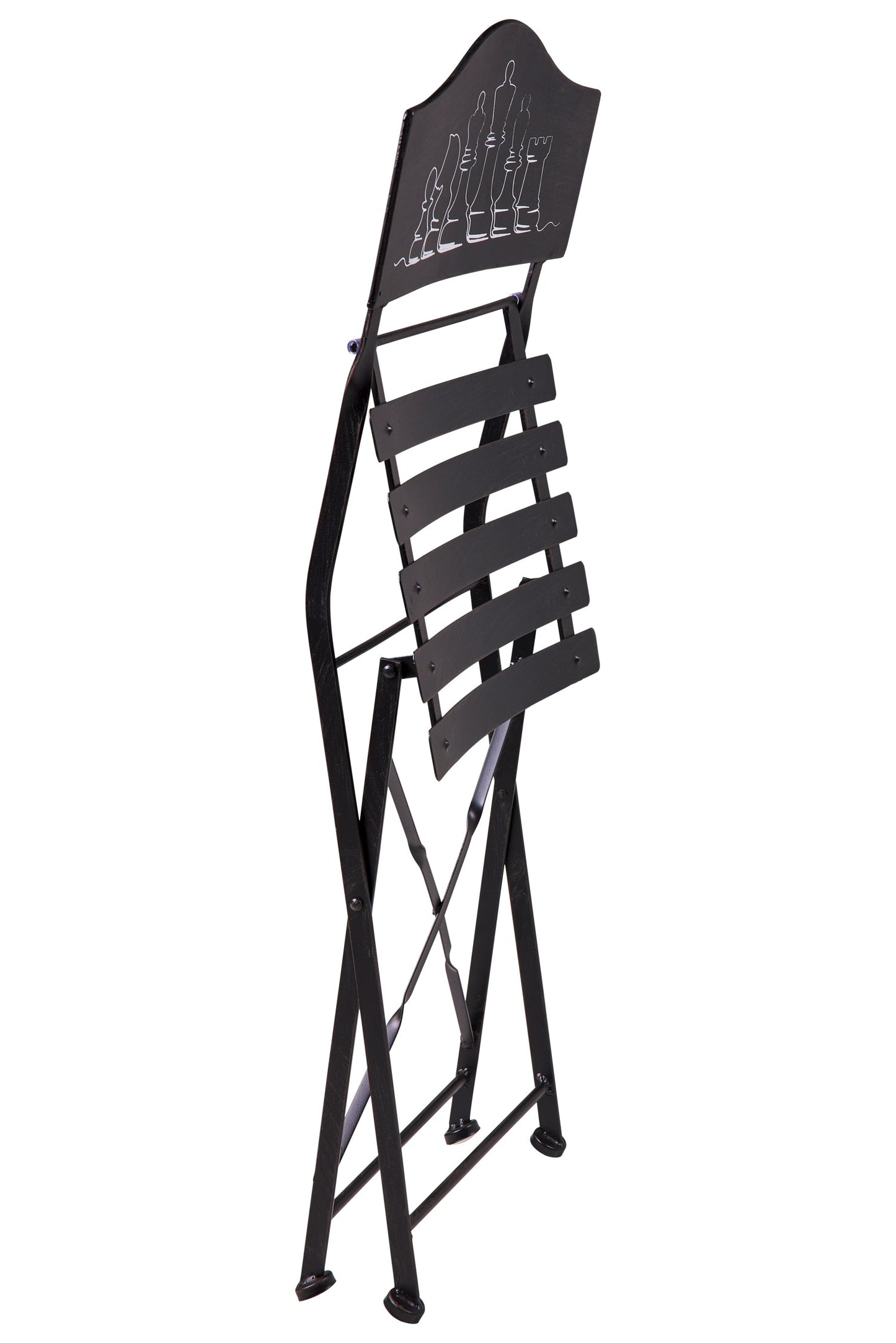 Gioco - Set 1/3 Tavolino Nero Con Due Sedie Disegno Scacchiera