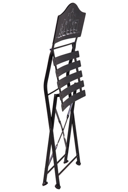 Gioco - Set 1/3 Tavolino Nero Con Due Sedie Disegno Scacchiera