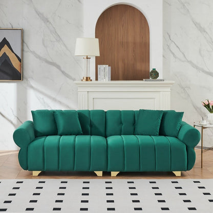 Cuscini per divano avvolti in molle con eleganti piedini in metallo e 4 cuscini decorativi