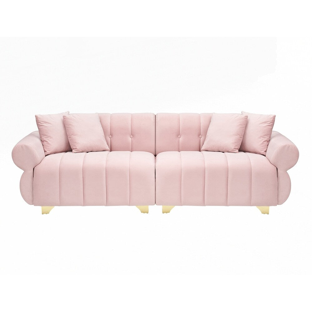 Cuscini per divano avvolti in molle con eleganti piedini in metallo e 4 cuscini decorativi