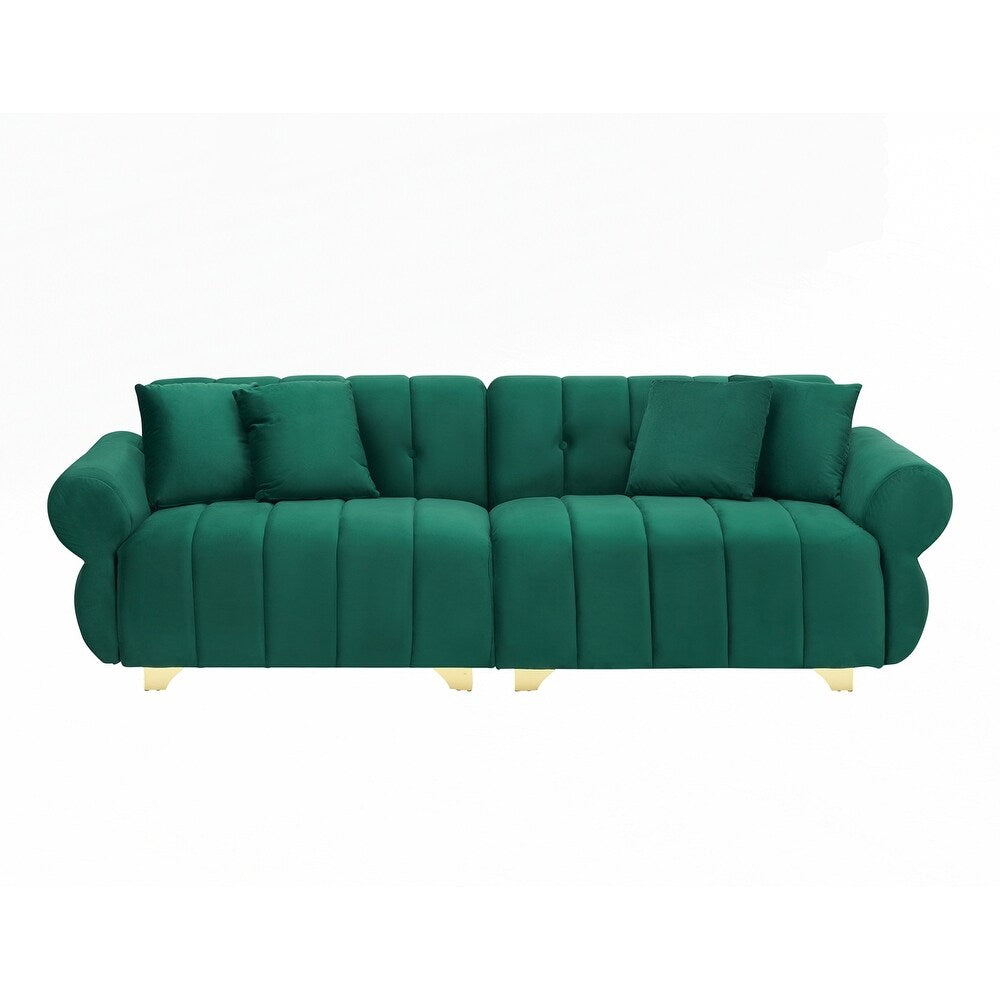 Cuscini per divano avvolti in molle con eleganti piedini in metallo e 4 cuscini decorativi