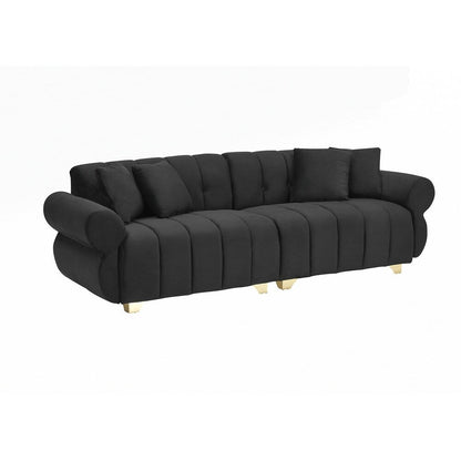 Cuscini per divano avvolti in molle con eleganti piedini in metallo e 4 cuscini decorativi