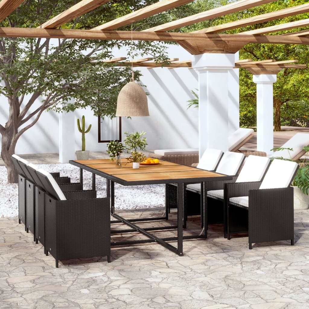 vidaXL Set di mobili da giardino con tavolo e sedie da esterno, set da pranzo in polyrattan
