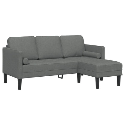 vidaXL Set Divano 2/3 Pezzi con Cuscini Tessuto Nero/Grigio Scuro/Grigio Chiaro - 68,1 x 51,6 x 26,4