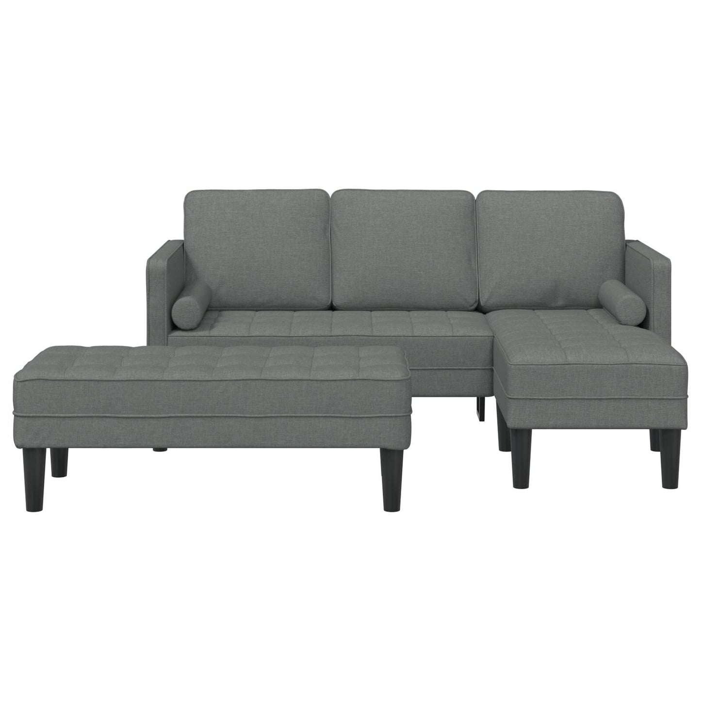 vidaXL Set Divano 2/3 Pezzi con Cuscini Tessuto Nero/Grigio Scuro/Grigio Chiaro - 68,1 x 51,6 x 26,4