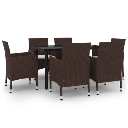vidaXL Set da pranzo per patio con tavolo e sedie da esterno in polyrattan e vetro