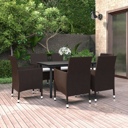 vidaXL Set da pranzo per patio con tavolo e sedie da esterno in polyrattan e vetro