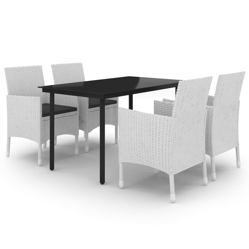 vidaXL Set da pranzo per patio con tavolo e sedie da esterno in polyrattan e vetro