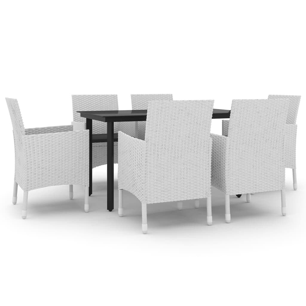 vidaXL Set da pranzo per patio con tavolo e sedie da esterno in polyrattan e vetro