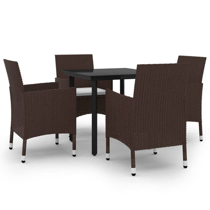 vidaXL Set da pranzo per patio con tavolo e sedie da esterno in polyrattan e vetro