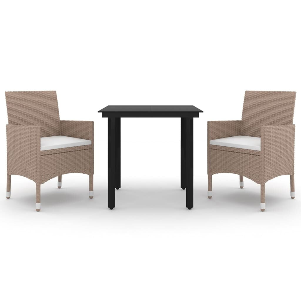 vidaXL Set da pranzo per patio con tavolo e sedie da esterno in polyrattan e vetro