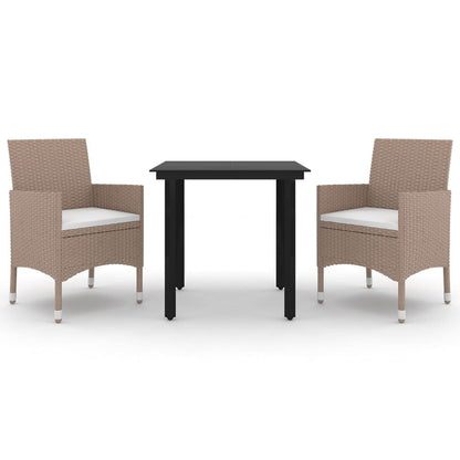 vidaXL Set da pranzo per patio con tavolo e sedie da esterno in polyrattan e vetro