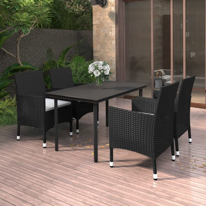 vidaXL Set da pranzo per patio con tavolo e sedie da esterno in polyrattan e vetro