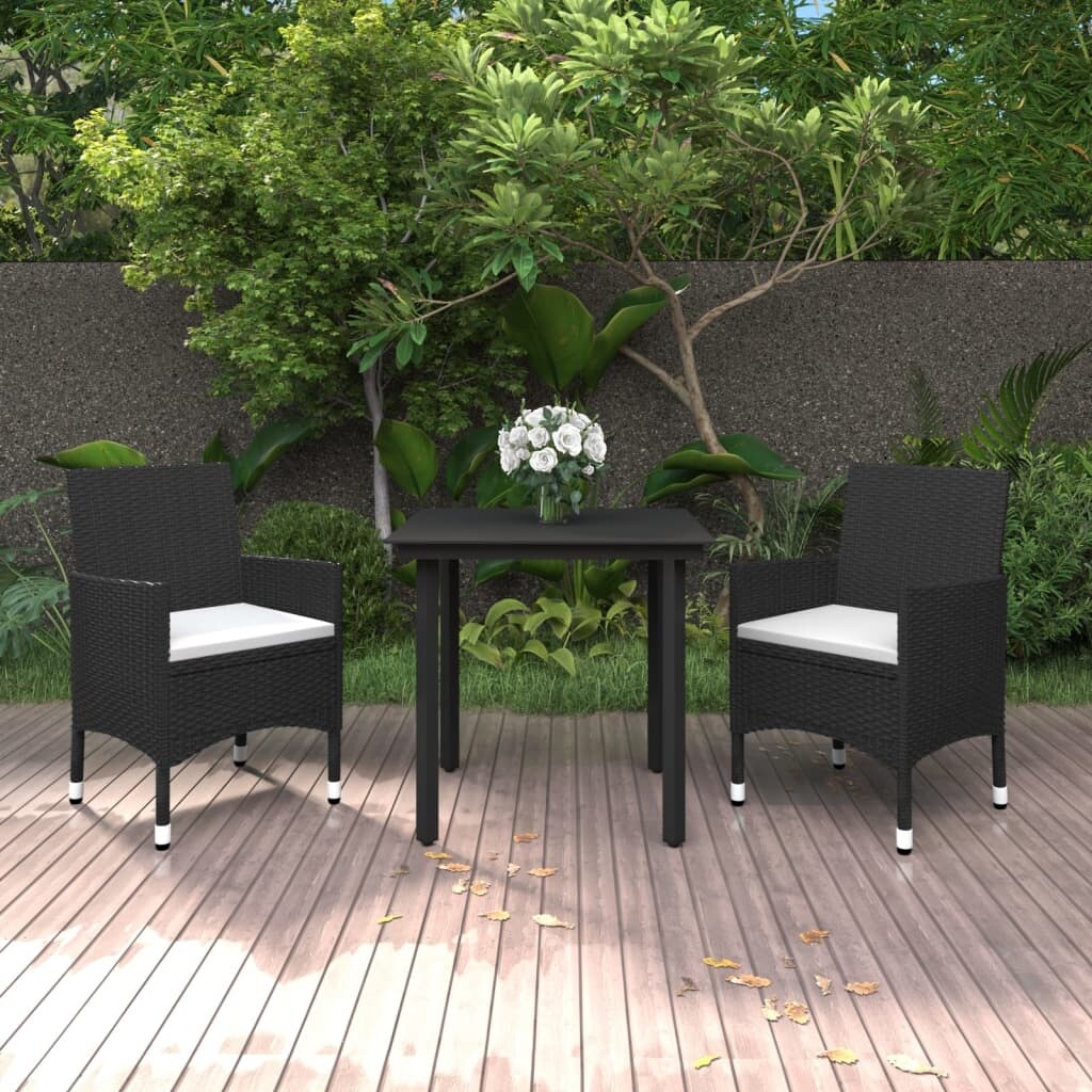 vidaXL Set da pranzo per patio con tavolo e sedie da esterno in polyrattan e vetro