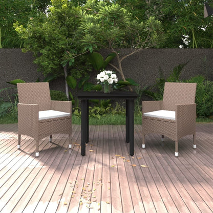 vidaXL Set da pranzo per patio con tavolo e sedie da esterno in polyrattan e vetro