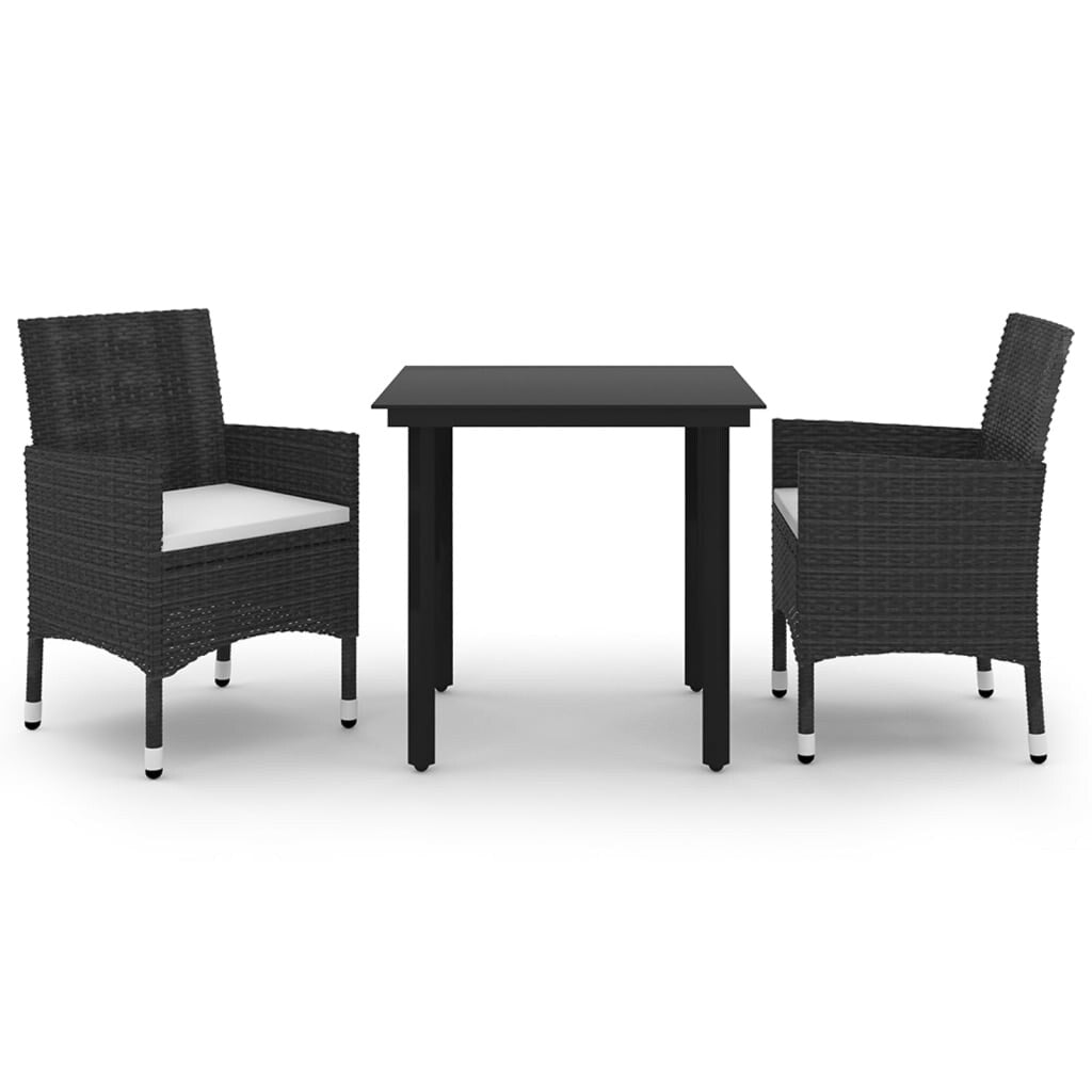 vidaXL Set da pranzo per patio con tavolo e sedie da esterno in polyrattan e vetro