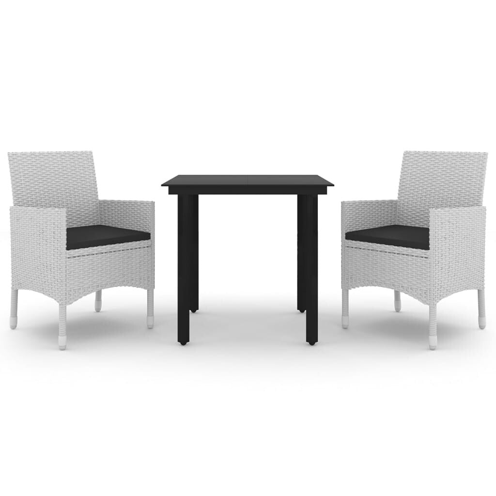 vidaXL Set da pranzo per patio con tavolo e sedie da esterno in polyrattan e vetro