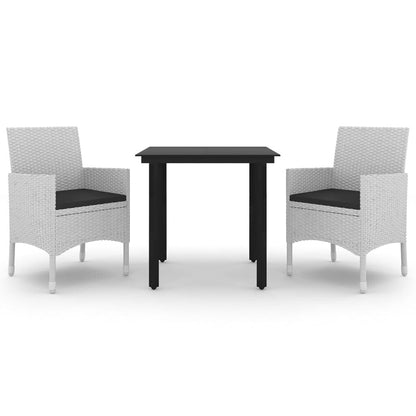 vidaXL Set da pranzo per patio con tavolo e sedie da esterno in polyrattan e vetro