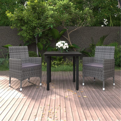 vidaXL Set da pranzo per patio con tavolo e sedie da esterno in polyrattan e vetro
