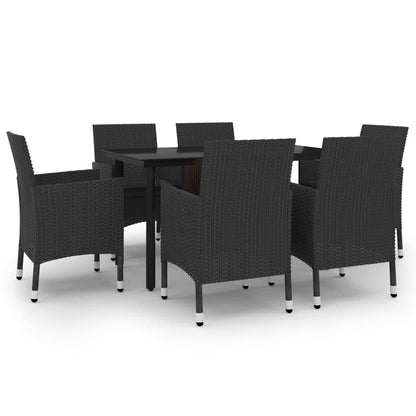 vidaXL Set da pranzo per patio con tavolo e sedie da esterno in polyrattan e vetro