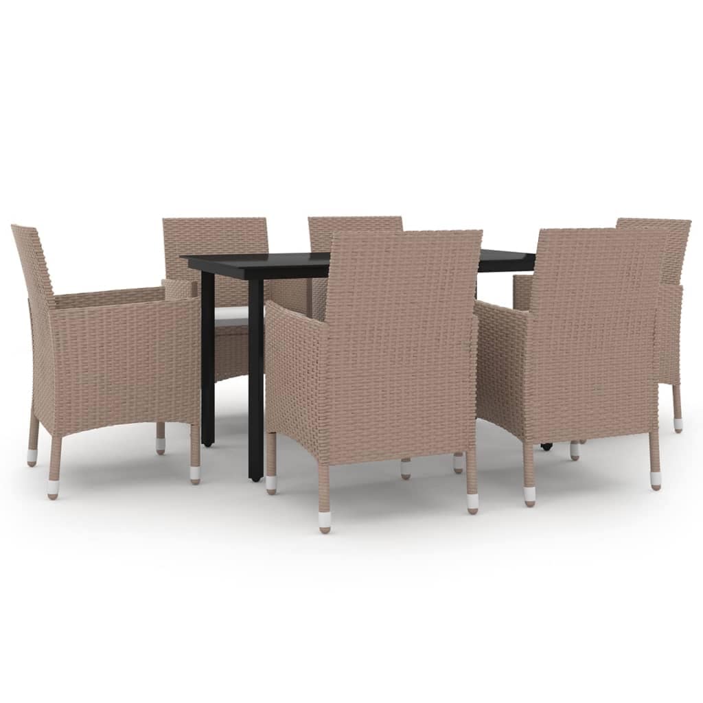 vidaXL Set da pranzo per patio con tavolo e sedie da esterno in polyrattan e vetro