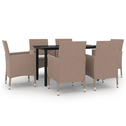 vidaXL Set da pranzo per patio con tavolo e sedie da esterno in polyrattan e vetro