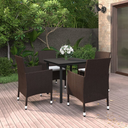 vidaXL Set da pranzo per patio con tavolo e sedie da esterno in polyrattan e vetro