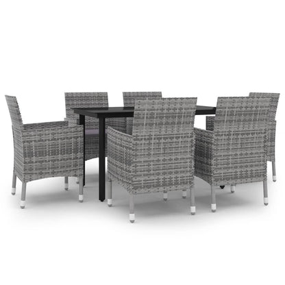 vidaXL Set da pranzo per patio con tavolo e sedie da esterno in polyrattan e vetro