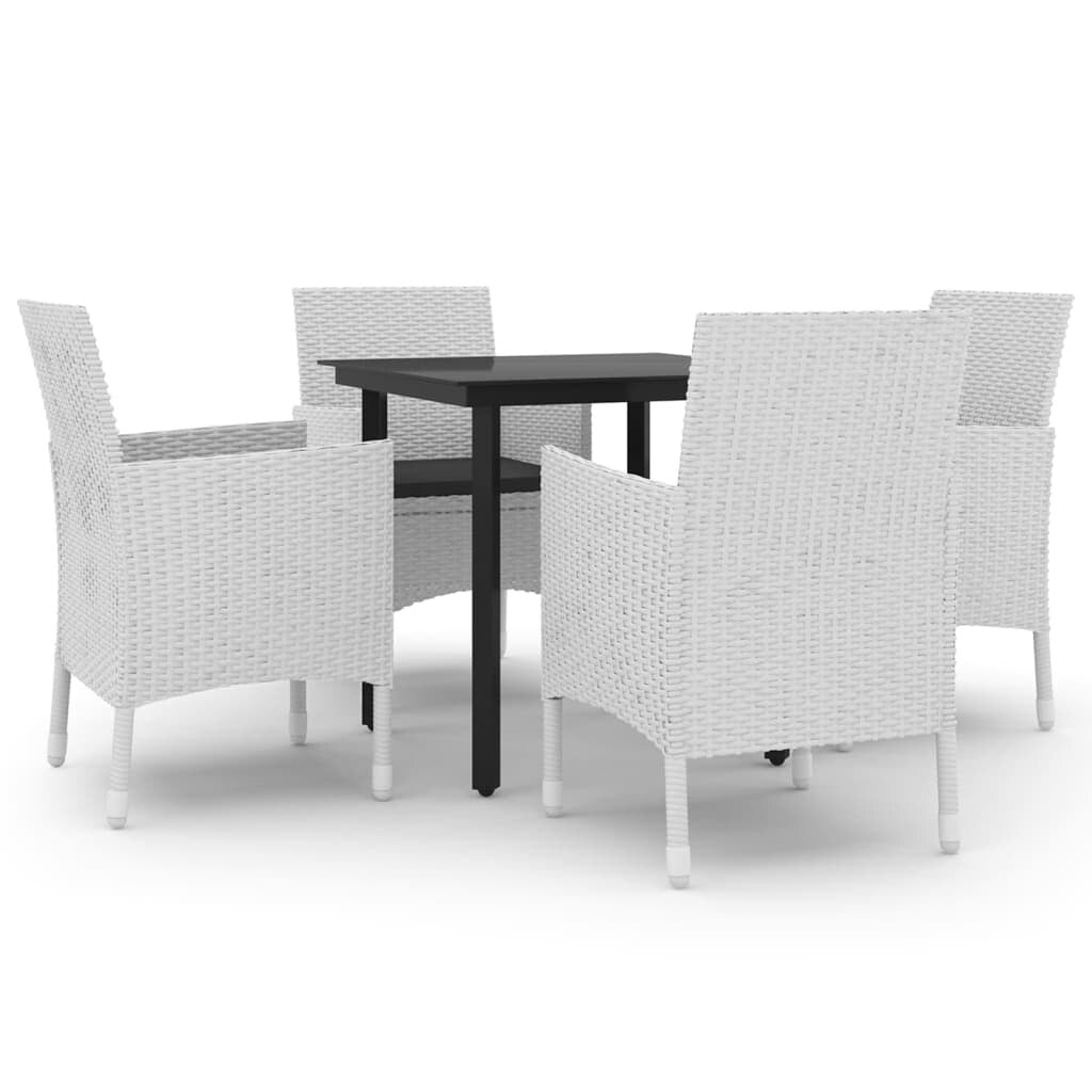 vidaXL Set da pranzo per patio con tavolo e sedie da esterno in polyrattan e vetro