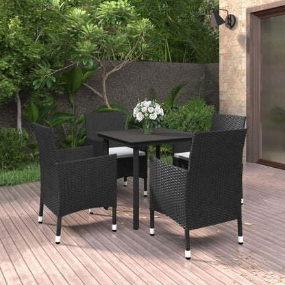 vidaXL Set da pranzo per patio con tavolo e sedie da esterno in polyrattan e vetro
