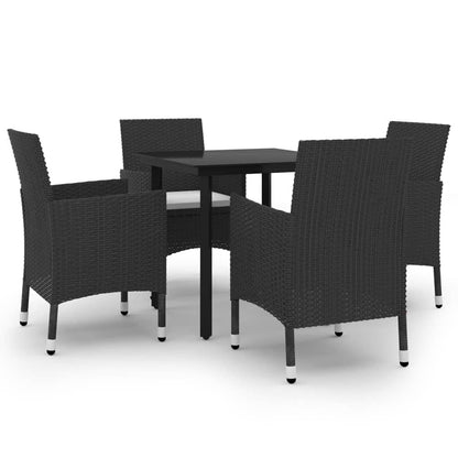 vidaXL Set da pranzo per patio con tavolo e sedie da esterno in polyrattan e vetro