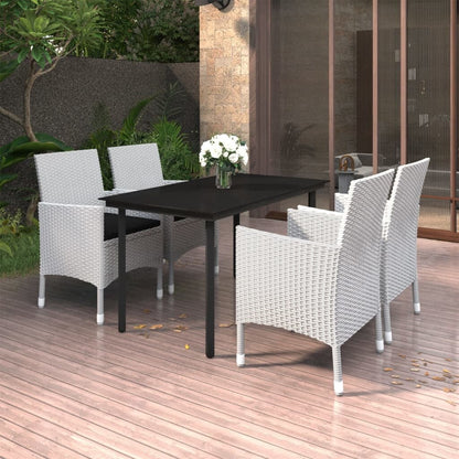 vidaXL Set da pranzo per patio con tavolo e sedie da esterno in polyrattan e vetro