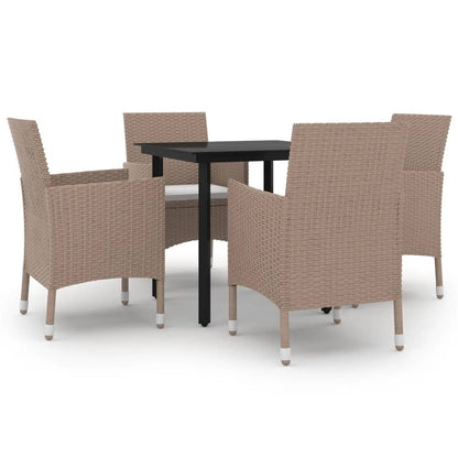 vidaXL Set da pranzo per patio con tavolo e sedie da esterno in polyrattan e vetro