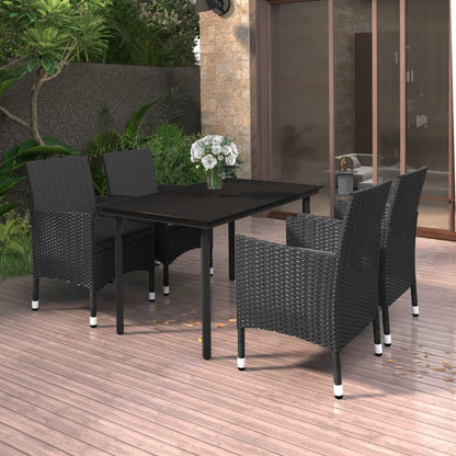 vidaXL Set da pranzo per patio con tavolo e sedie da esterno in polyrattan e vetro
