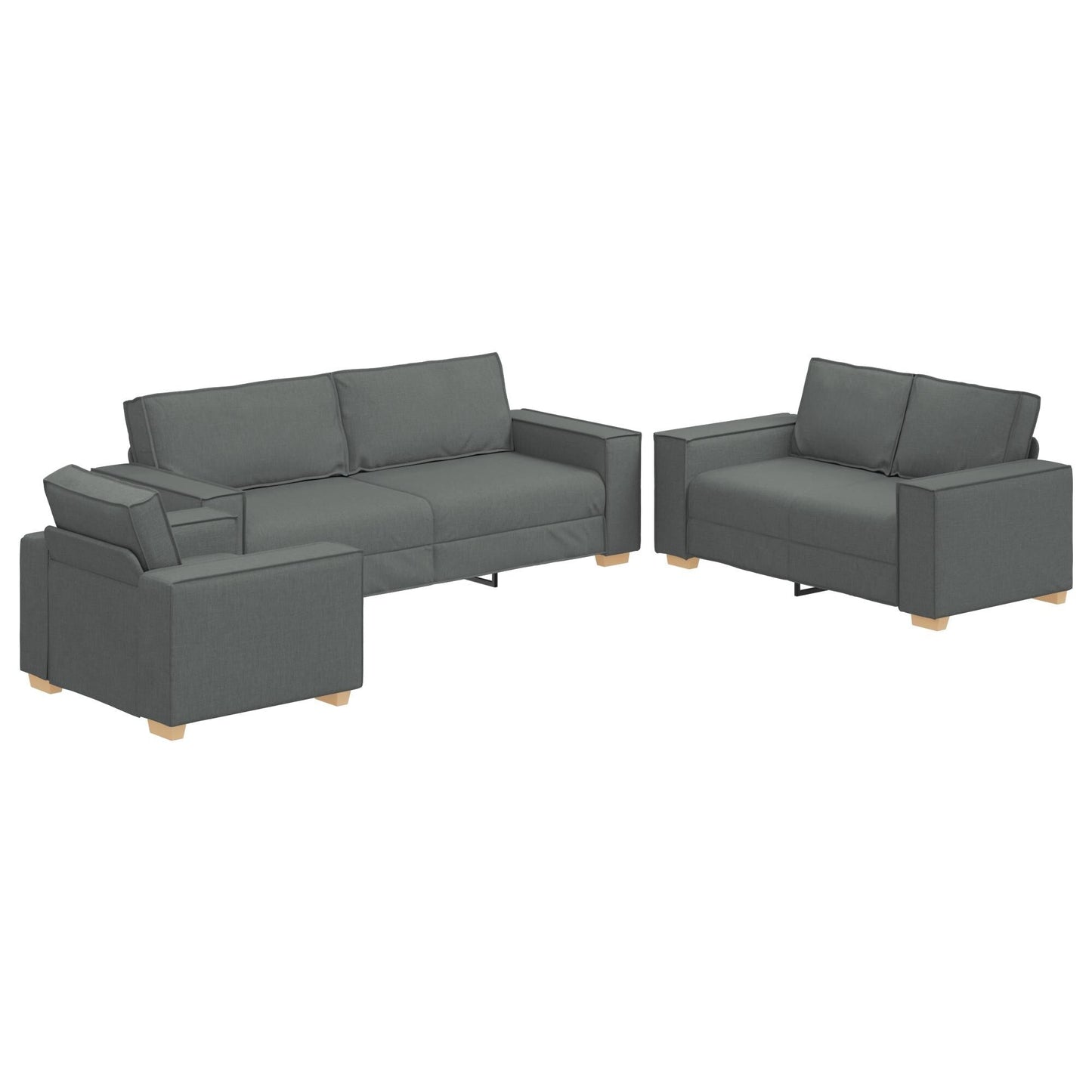 vidaXL Set Divano 3 Pezzi con Cuscini Tessuto Nero/Grigio Scuro - 39 x 30,7 x 33,1