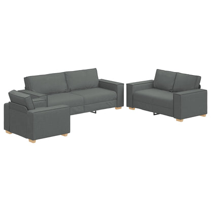 vidaXL Set Divano 3 Pezzi con Cuscini Tessuto Nero/Grigio Scuro - 39 x 30,7 x 33,1